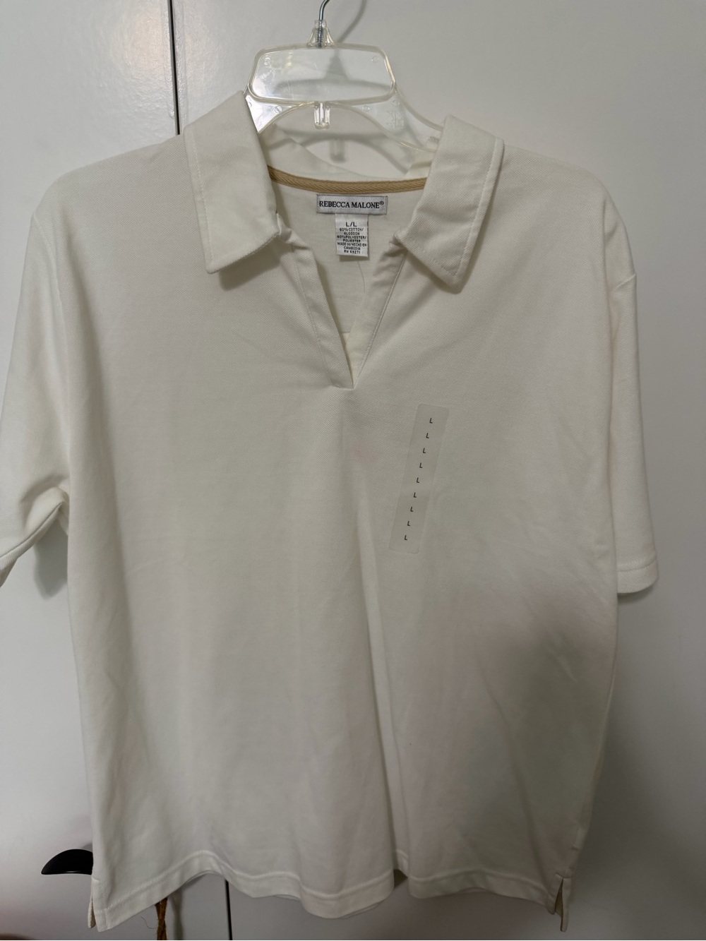 Rebecca Malone White Short-Sleeve Polo size L